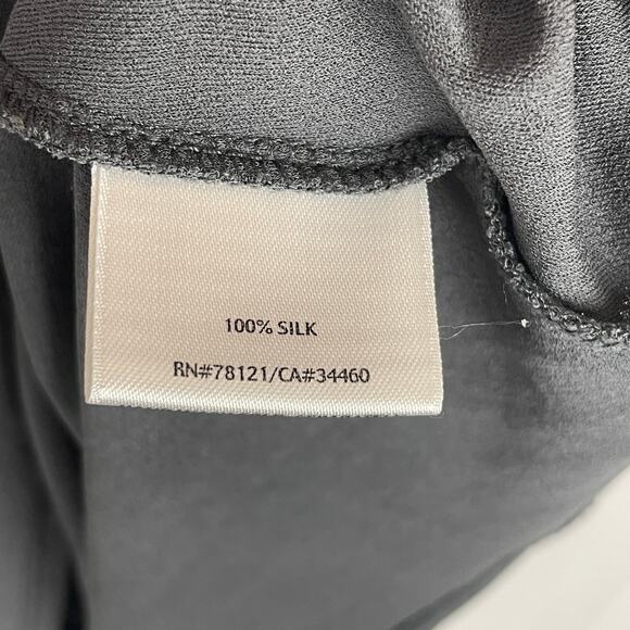 Eileen Fisher 100% Silk Charcoal Gray Short Sleeve Tunic Dress F0GK-1 Size XS - Picture 8 of 9